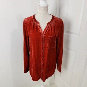 Sundance Top Womens S Burnt Orange Velvet Boho Peasant Western Cowgirl Shirt